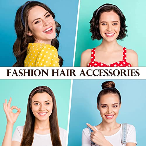 WOVOWOVO Braided Thin Headbands for Women, 12 Packs Plastic Hair Bands with Long Teeth for Girls Teens, Non Slip Fashion Hair Comb Head Bands Hair Accessories
