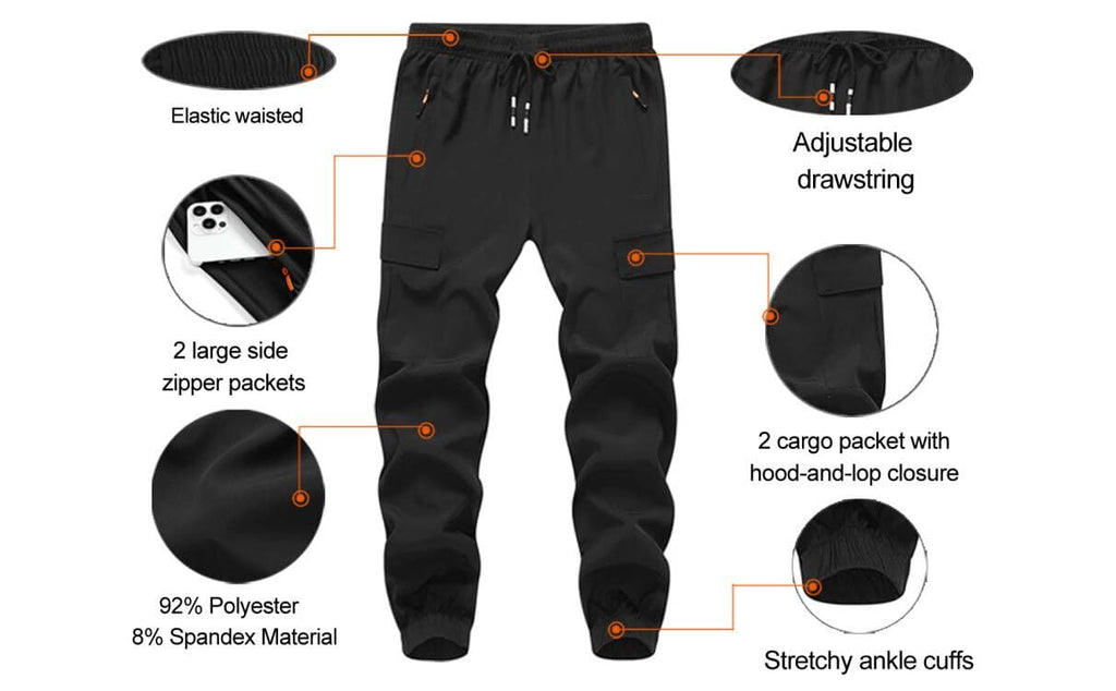 Boy's Cargo Joggers Pants Youth Quick Dry Hiking Pull-On Lightweight Pants for Sports Outdoor with Zipper Pockets(3801-D.Gray10)