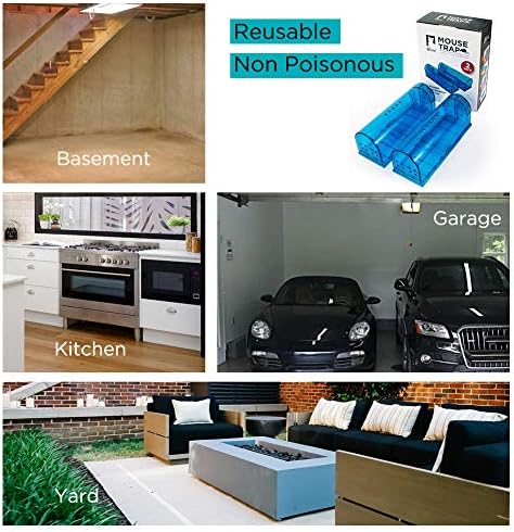 Humane Mouse Trap | Catch and Release Mouse Traps That Work | Mice Trap No Kill for mice/Rodent Pet Safe (Dog/Cat) Best Indoor/Outdoor Mousetrap Catcher Non Killer Small Capture Cage (Blue)