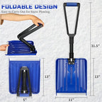 ORIENTOOLS Collapsible Snow Shovel with D-Grip Handle and Durable Aluminum Edge Blade, Portable Snow Shovel for Your Car, Truck, Recreational Vehicle, etc. (Blade 11")