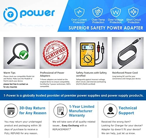 T-Power Ac Dc Adapter Charger for for HP 20B , 23B Series 19V HP Pavilion N193 20" 23'' All-in-One Desktop PC Replacement Switching Power Supply Cord