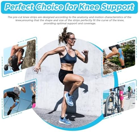 OK TAPE One-Structure K-Tape Patches | Precut for Knee Kinesiology Tape | Pain Relief and Accessories | 10 Pcs and Blue