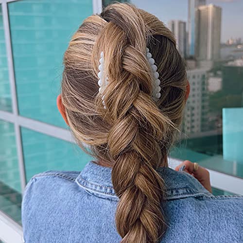 Camila Paris CP2900/2 French Hair Side Comb Small Rounded, White French Twist Hair Combs Decorative, Strong Hold Hair Clips for Women Bun Chignon Up-Do Styling Girls Hair Accessories, Made in France