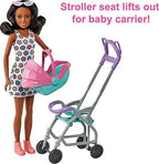 Barbie Skipper Babysitters Inc Playset with Brunette Doll, Stroller, Baby Doll & 5 Accessories, Remove Stroller Seat for Carrier