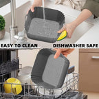 2Pcs Silicone Air Fryer Liners for Ninja Crispi FN101GY/FN101SG/FN101ST,Large for 4-QT & Small for 6-Cups Container,Reusable,Non-Stick,4-in-1 Portable Glass Air Fryer Cooking System Accessories