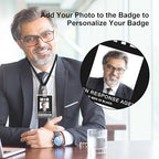 Man in Black ID Badge Prop Costume, Man in Black ID Badge Holder with Lanyard, Decorative Cosplay Spy Decorations Secret Agent ID Card Holder, Christmas,Halloween Costumes ID Badge Props,Black, 1 Pack