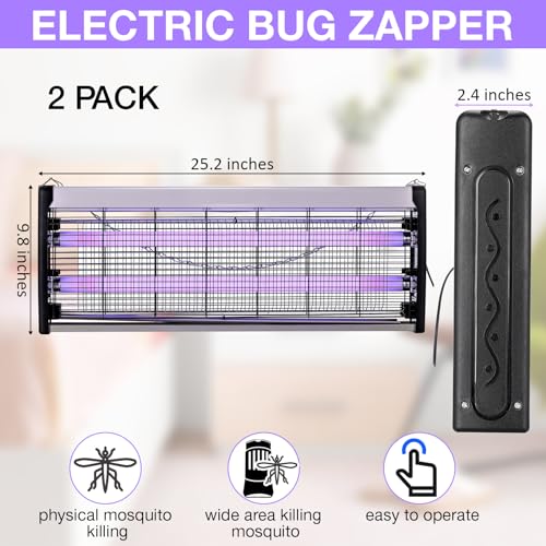 2 Pack Electric Bug Zapper, Indoor and Outdoor Mosquito Killer with Removable Tray 40w Powerful UV Light Pest Traps Insect Fly Pest Killer Easy to Clean for Bedroom Balcony Garage Patio Office
