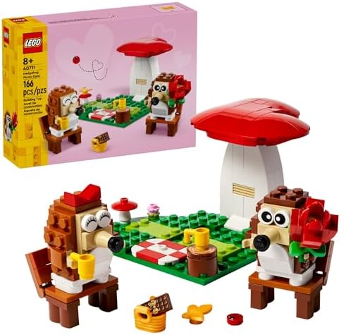 LEGO Hedgehog Picnic Date Building Toy - Animal Figures and Playset for Kids, Boys and Girls, Ages 8+ - Gift for Valentines Day for Her and Him - with 2 Hedgehog Toys and Accessories - 40711