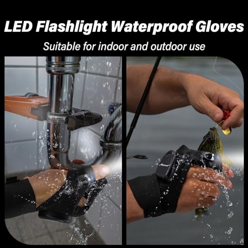 Mylivell Handsfree LED Flashlight Gloves, Unique Gift for Men Women Dad Him Boyfriend Husband, Ideal for Fishing Camping Repairing Bright Flexible Lighted Gloves Fathers Day Christmas Birthday Gifts