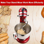 5 QT Dough Hook for KitchenAid Mixer, Stainless Steel Spiral Dough Hook Attachment for KitchenAid 4.5-5 Qt Tilt-Head Stand Mixers, Replacement Bread Hook Fits Models K45, KSM90, KSM150