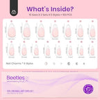 Beetles French Tip Press on Nails - 150Pcs 4 in 1 Nude Pink Almond Press On Nails Medium Full Cover French Tip Press on Nails with 6 Kinds of Nail Accessories Nail Art DIY Gift for Women