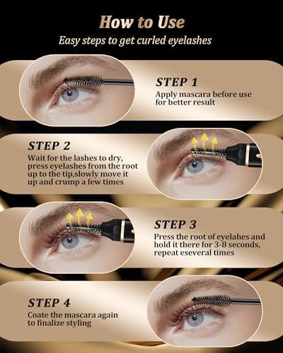 Heated Eyelash Curlers - Eye Lash Curler Heat with Eyelash Comb - Electric Eyelash Curler - Rizador De Pestañasey LED Display 3 Temp Settings USB Charge Natural Curling 24H for Women Makeup Tool Gifts
