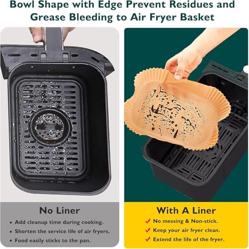 Air Fryer Disposable Paper Liner, 100PCS Food Grade Rectangle Parchment Liners for Ninja Dual Air Fryer, Airfryer Liners Airfryer Accessories(100PCS, 8.6in x 5.5in）
