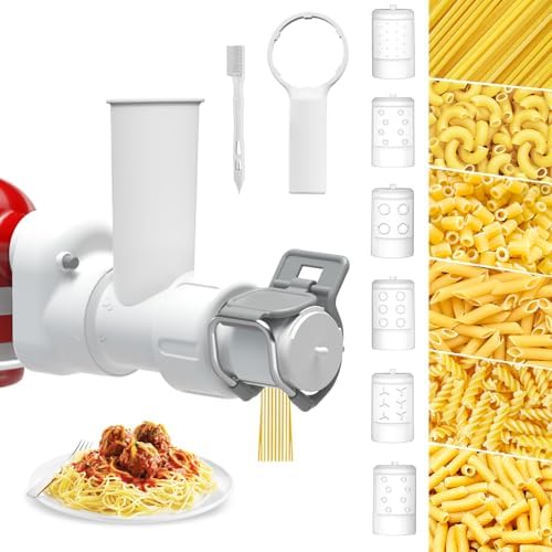Pasta Maker Attachment for KitchenAid Stand Mixer with 6 Interchangeable Pasta Press Plates, Gourmet Durable Kitchenaid Accessories and Attachments Dishwasher Safe