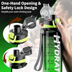 Water Bottle, 32 oz Motivational Water Bottles with Time Marker-Tritan & BPA Free, Sports Water Bottle with Time to Drink & Strap, Wide Mouth, Leakproof -Gift for Christmas Gym Fitness & Outdoor