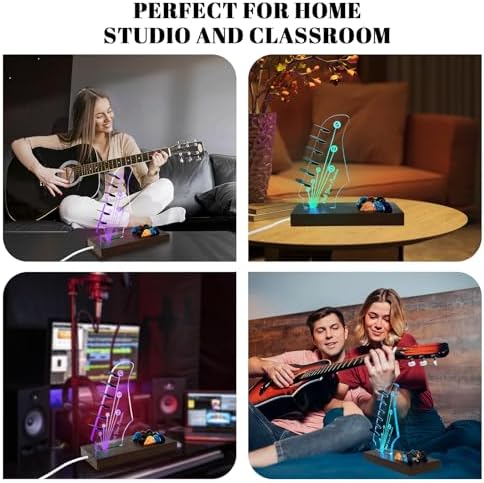 Light Up Guitar Pick Holder, Wooden Guitar Pick Holder for Picks Storage and Display, Music Gift for Men Guitar Music Lovers Players Guitarist, Guitar Accessories