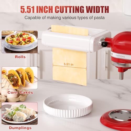 Pasta Maker Attachment 3 in 1 Set for All KitchenAid Stand Mixers Included Pasta Sheet Roller, Spaghetti Cutter, Fettuccine Cutter Maker Accessories and Cleaning Brush