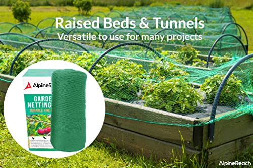 AlpineReach Garden Netting 15 x 50 ft Heavy Duty Bird Net, Deer, Plant Protection Extra Strong Woven Mesh, Reusable Kit with Zip Ties, Animal Fencing for Fruits Trees, Green