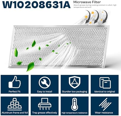 13x6 Range Hood Filter fit for Whirlpool Amana Maytag Kitchenaid Microwave Grease Filter Replacement W10208631A W10208631 prime&swift