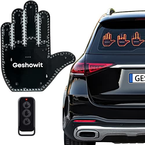 Car Accessories for Men, Car Middle Finger Light with Remote - Give The Bird & Wave & Love to Drivers - Truck Accessories, Finger Flicker LED Hand Gesture Signs, Ideal Gift for Men and Women