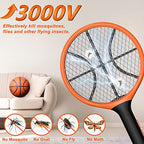 LUOJIBIE Electric Fly Swatter, Bug Zapper Racket Rechargeable Mosquito Zapper Handheld Fly Zapper with Hanging Ring for Home Indoor Outdoor, Large Size-2 Pack