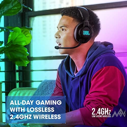 JBL Quantum 610 Wireless - Wireless Over-Ear Gaming Headset, QuantumSURROUND, 2.4GHz Wireless, 40 Hours of Wireless Battery Life, Game-Chat dial, flip-up Boom Microphone (Black)