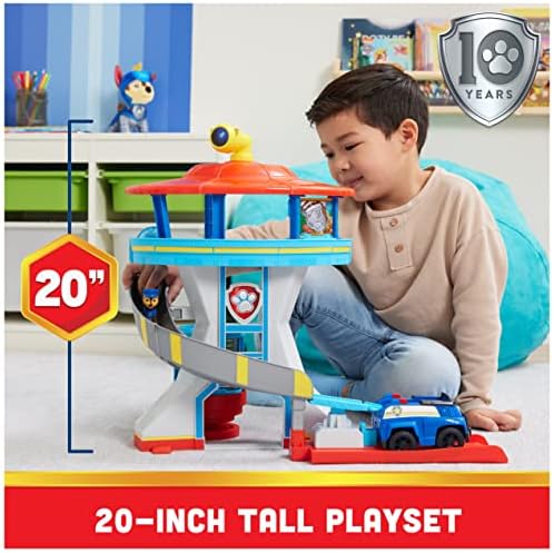 Paw Patrol Lookout Tower Playset with Toy Car Launcher, 2 Chase Action Figures, Chase’s Police Cruiser and Accessories, Kids Toys for Ages 3 and up