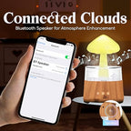 Rain Cloud Humidifier Water Drip Bluetooth Speaker, Mushroom Aromatherapy Essential Oils Diffuser with 7 LED Night Light-Gloomy Rainfall & Raindrops Relaxing Sound for deep Sleep in Bedroom (Wood)
