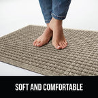 Gorilla Grip Ultra Absorbent Moisture Guard Doormat, Absorbs Up to 5.7 Cups of Water, Stain and Fade Resistant, Spiked Rubber Backing, All Weather Mats Capture Dirt, Indoor Outdoor, 35x23, Beige