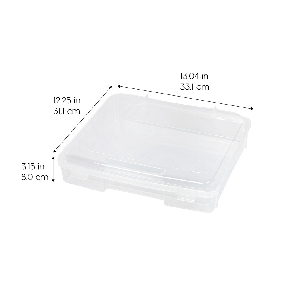 IRIS USA Board Game Storage Craft Organizer Box with Snap-Tight Latch Lid, 6-Pack Portable Plastic Case Bin for Puzzles, Magazines, Hobbies, Art Supplies, Fits 8.5" x 11" & A4 Papers, Thick, Clear