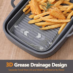 Collapsible 2-Pack Air Fryer Silicone Liners for 10QT NINJA Foodi Dual, Rectangular Air Fryer Silicone Pot, Reusable Silicone Air Fryer Basket for Air Fryer Accessories (Gray)