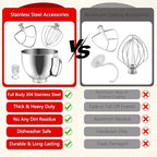 Stainless Steel Replacement Accessories Kit, Compatible With KitchenAid 4.5-5QT Tilt Head Stand Mixer, Includes Mixer Bowl, 6 Wire Whisk, Flat Beater, Fits for K45SS, KSM75