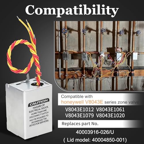 for v8043e1012 Zone Valve Honeywell, 40003916-026 Power Replacement Head, 40004850 001(Lid Model) 2-Way 4-Wire, Normally Closed 24Vac 50/60Hz 18" Leads with End Switch for Honeywell Zone Valve Motor