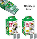 Fujifilm Instax Mini 40 Instant Camera Vintage Black. + Fujifilm Value Pack (40 Sheets) + Shutter Accessories Bundle, includes Vintage Style Compatible Carrying Case, Black Photo Album 64 Pockets