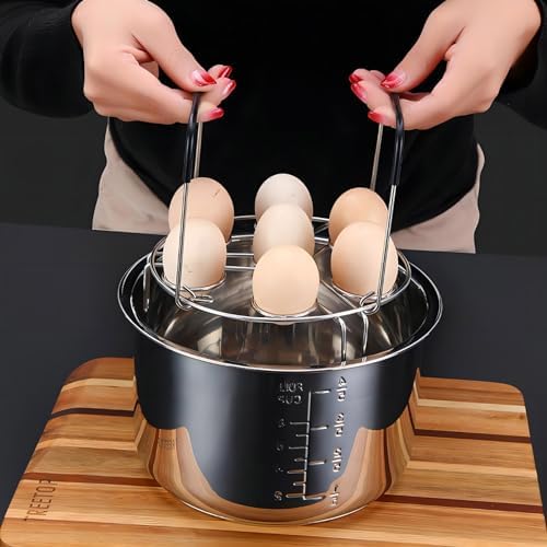 GREATLINK Egg Steamer Rack - Stainless Steel Trivet for 6, 8 Quart Pressure Cooker, Compatible for Instant Pot Accessories, Cooks 14 Eggs, Stackable Steaming Holders for Eggs, 2 Packs