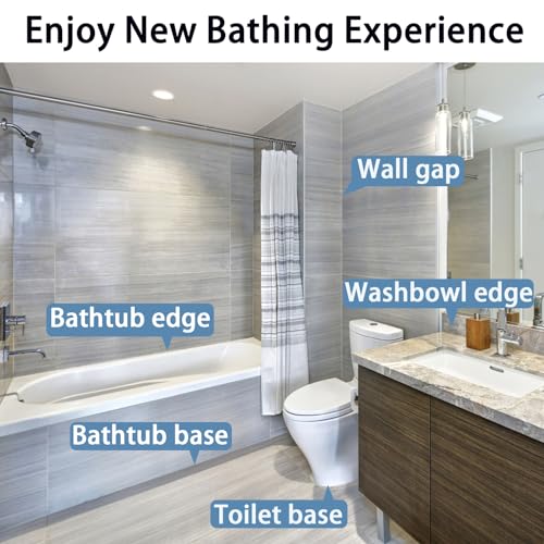 Caulk Tape Self Adhesive, 4 Rolls Waterproof Toilet Caulk Strip, Toilet Sealer Around Toilet Base, Traditional Caulking Replacement, Caulking Tape for Bathroom, Bathtub, Floor Wall Edge Protector