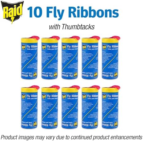 Raid Fly Ribbon, Fly Traps for Indoors and Outdoors, Bug Trap for Flying Insects, Pack of 10
