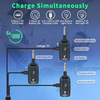 A9 Wireless Guitar System - 2.4GHz Guitar Accessories Transmitter Receiver, 24-bit 48KHz Audio, 100ft Range, No Latency, 4-Hour Rechargeable Battery, for Electric Guitar Bass (Black(2TX+1TX))