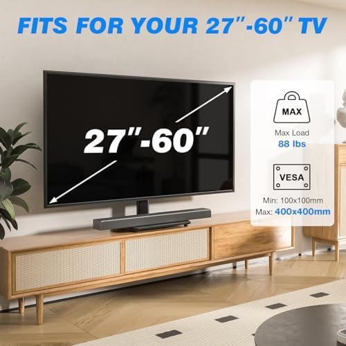 Rfiver Universal Swivel TV Stand for 27-50 55 60 Inch TVs, Height Adjustable Table Top TV Stand Mount Hold up to 88 lbs, Pedestal TV Stand with Tempered Glass Base, Replacement TV Stand Base
