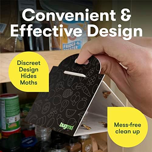 BugMD Pantry Pest Patrol (6 Count, Black) - Moth Traps for Kitchen, Pantry Moth Trap, Bug Trap, Moth Traps for House Pantry, Get Rid of Pantry Moth, Kitchen Moth Trap Killer