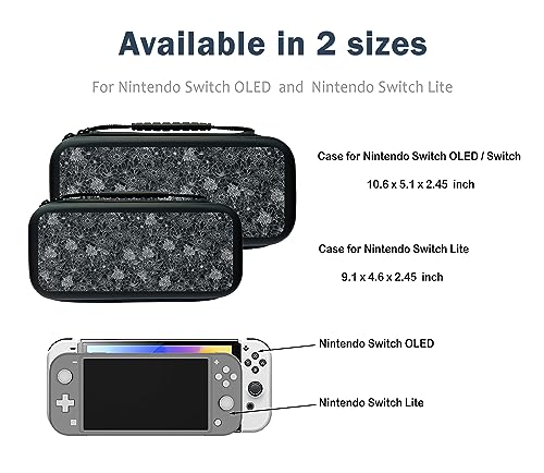 Meadow Flowers Switch Case For Nintendo Switch OLED/Switch LITE/Switch Accessories, Monochrome Cute Carry Protective Bag, Travel Game Console Cases, Controller Hard Shell Holder 20 Cartridge Slot J85