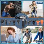 RAEMAO Massage Gun Deep Tissue, Back Massage Gun for Athletes for Pain Relief Attaching 10 PCS Specialized Replacement Heads, Percussion Massager with 10 Speeds & LED Screen, Grey