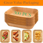 300 PCS Air Fryer Liners Disposable, 8.1 * 5.1 inch Air Fryer Paper Fit 2-Basket 8-10QT Ninja Dual, Food Grade Air Fryer Accessories Baking Paper for Ninja DZ201,DZ401,DZ550,SL401