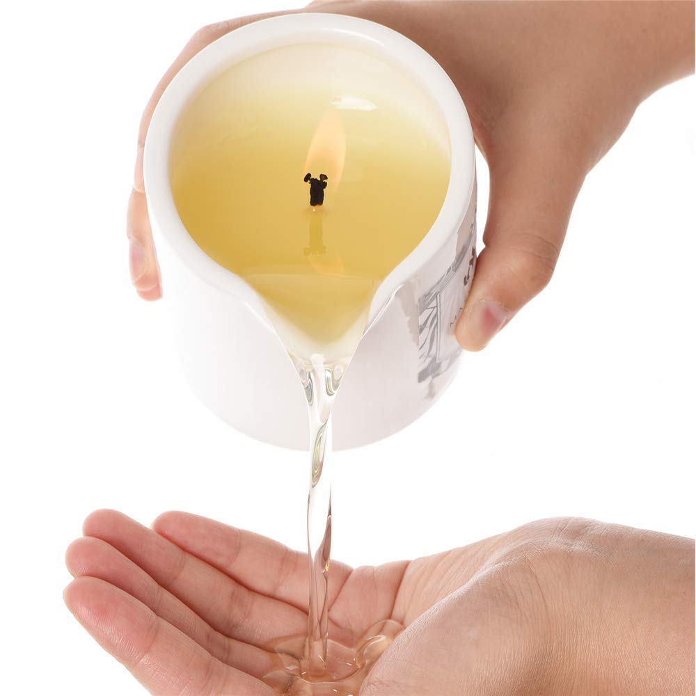 MELONY Massage Oil Candle, Moisturizing, Body Oil Candle, Natural Soybeans, 8.1 oz, Amber Vanilla