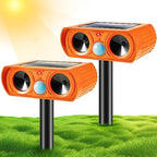 2PCS Ultrasonic Animal Repellent Outdoor Solar Animal Repeller Waterproof with Motion Detection&LED Flashing Light Sensor for Cat,Deer,Skunk Repellent Devices Deterrent for Yard Garden Farm