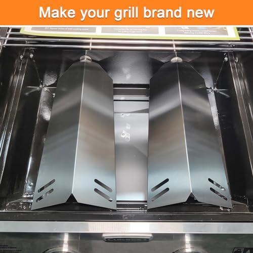 Hisencn Heat Plates for Cuisinart GAS2256AS Gas Grill, Heat Tents Replacement Parts for Cuisinart 2-Burner Gas Grill 2256, Stainless Steel, 2-Pack