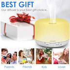 URPOWER 500ml Essential Oil Diffuser, Aromatherapy Diffusers for Essential Oils with Adjustable Mist Mode/4 Timer Settings Large Room Cool Mist Humidifier Air Diffuser for Home Office Study Yoga Spa