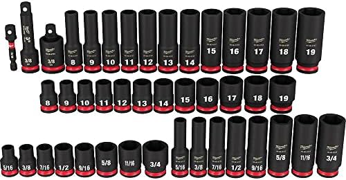 Milwaukee 43PC Shockwave Impact Duty 3/8" Drive SAE & Metric Deep 6 Point Socket Set with Accessories