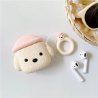 Case Compatible with AirPods 4, Cute Creative Pet Hat Teddy Dog Earphone Case, Puppy Style Soft Silicone Earphone Protection Skin for AirPods4 +Hook -Brown
