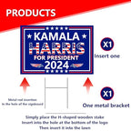 Kamala Harris Yard Sign,18x12In Harris Waltz 2024 Double-Sided Kamala Harris For President Yard Signs With H-Stakes Political Voted For Democratic Sign For Outdoor Garden Lawn Parade Rally Decoration